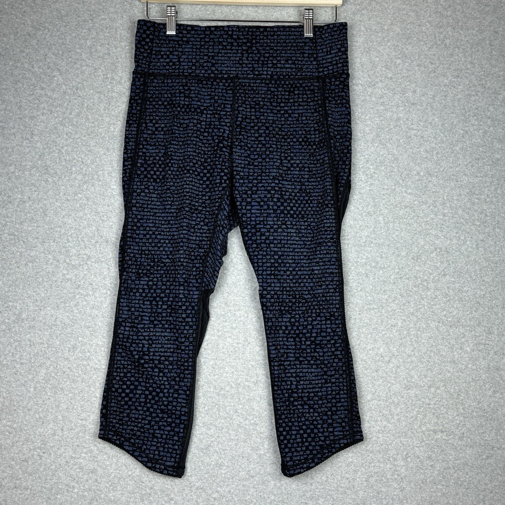 Lululemon Leggings Womens 6 Blue Black Pattern Crop Yoga Hiking Athletic Pants